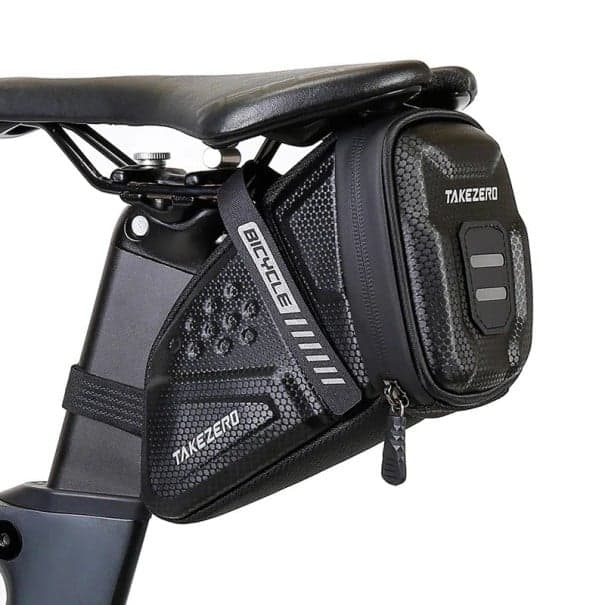 Wasserdichte Fahrradtasche 18,3 × 12,9 × 9,2 cm Reflektierende Satteltasche mit Carbon-Textur Trittfest Riemen zur Befestigung