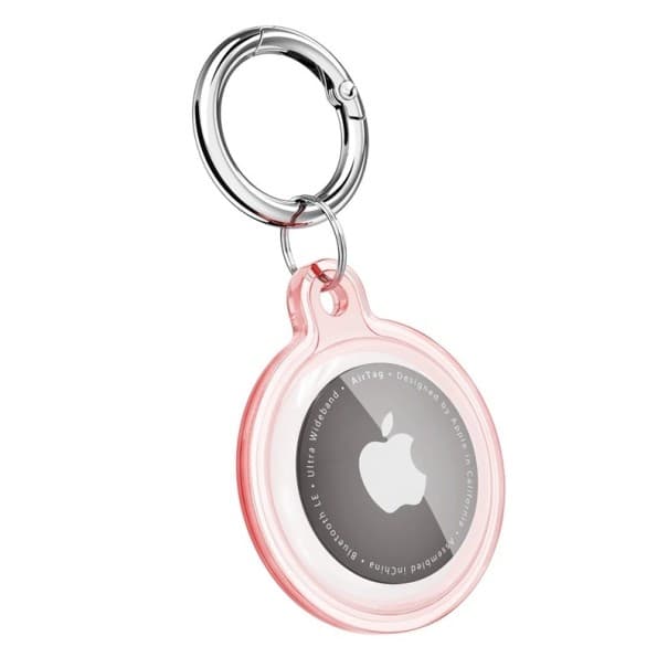 Wasserdichter transparenter TPU Halter für Schlüssel und Halsband mit Verlustschutz für Apple AirTag für Hunde Katzen Haustiere rosa