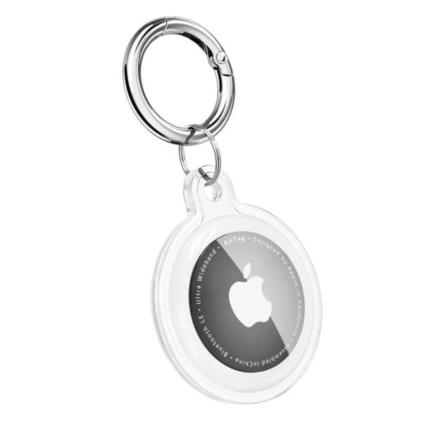 Wasserdichter transparenter TPU Halter für Schlüssel und Halsband mit Verlustschutz für Apple AirTag für Hunde Katzen Haustiere weiß