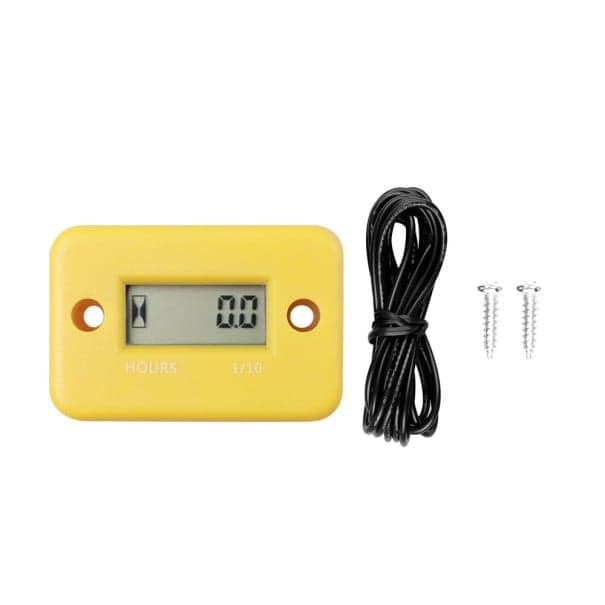 Wasserdichtes digitales Betriebsstundenzähler LCD Induktionszeitmesser für Motorrad, Quad, Rasenmäher, Motorsäge, Schneemobil, Benzinmotoren gelb