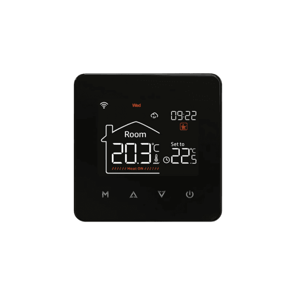 WLAN Raumthermostat 86 x 86 mm Intelligenter Regler für elektrische Fußbodenheizung App im Telefon IP20 schwarz