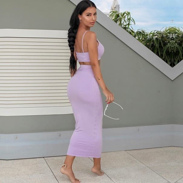 Zweiteiliges Kelly-Kleid für Damen lavendel L