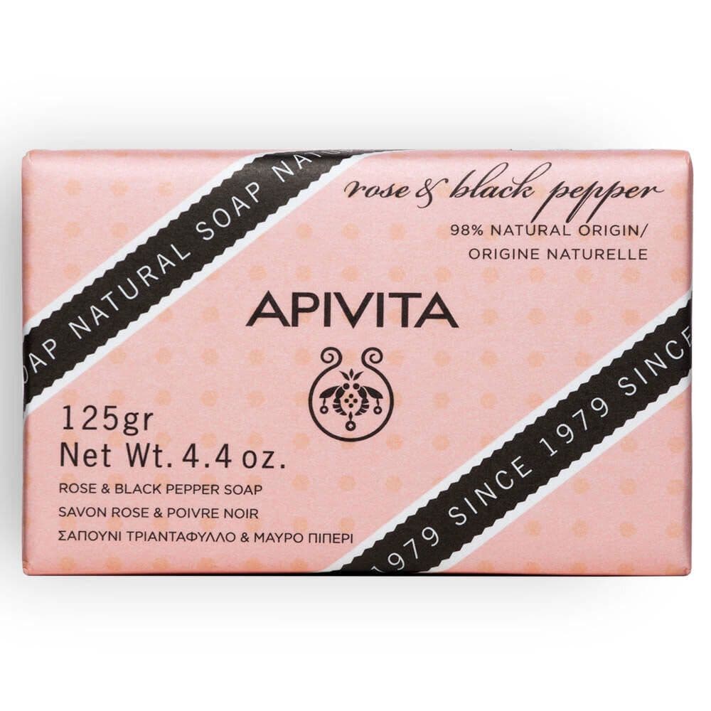 Apivita Natürliche Seife mit Rose & schwarzem Pfeffer 125 g