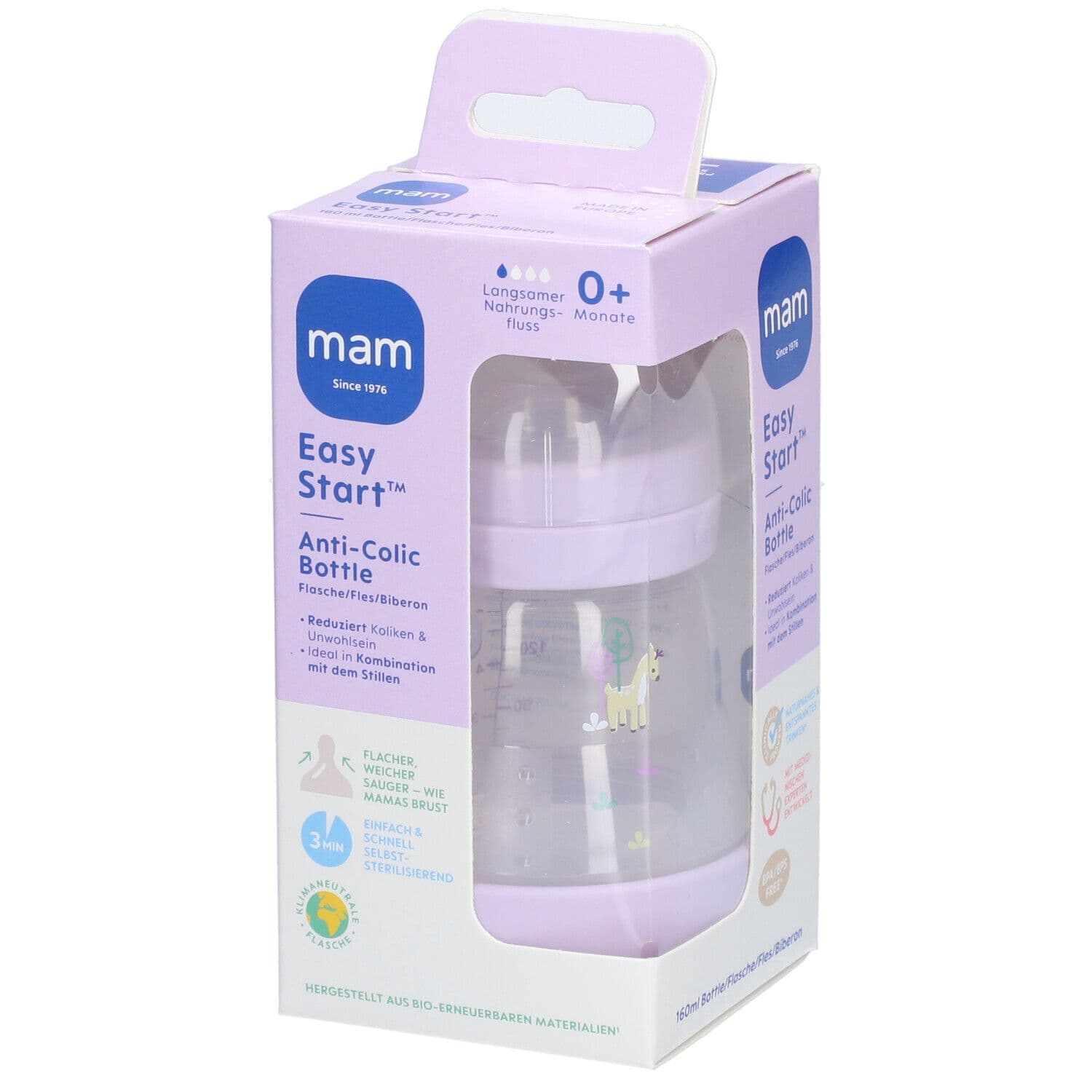 MAM Babyflasche Easy Start Anti-Colic, von Geburt an, lila 160 ml Flaschen 1 St