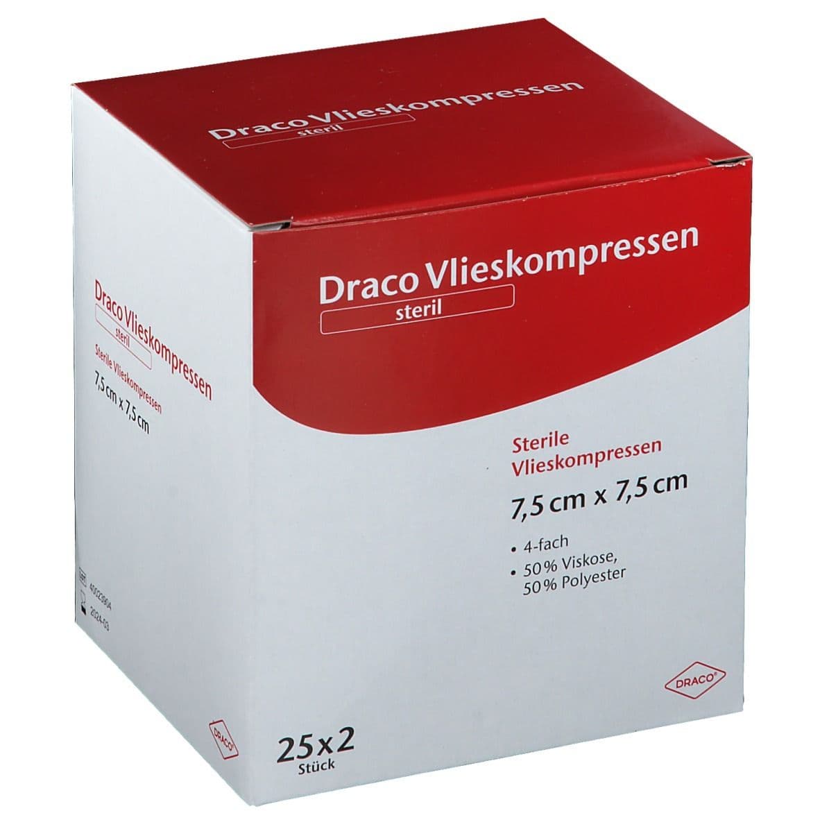 Draco Vliesstoffkompresse 4fach, 7,5 x cm steril Kompressen 25x2 St