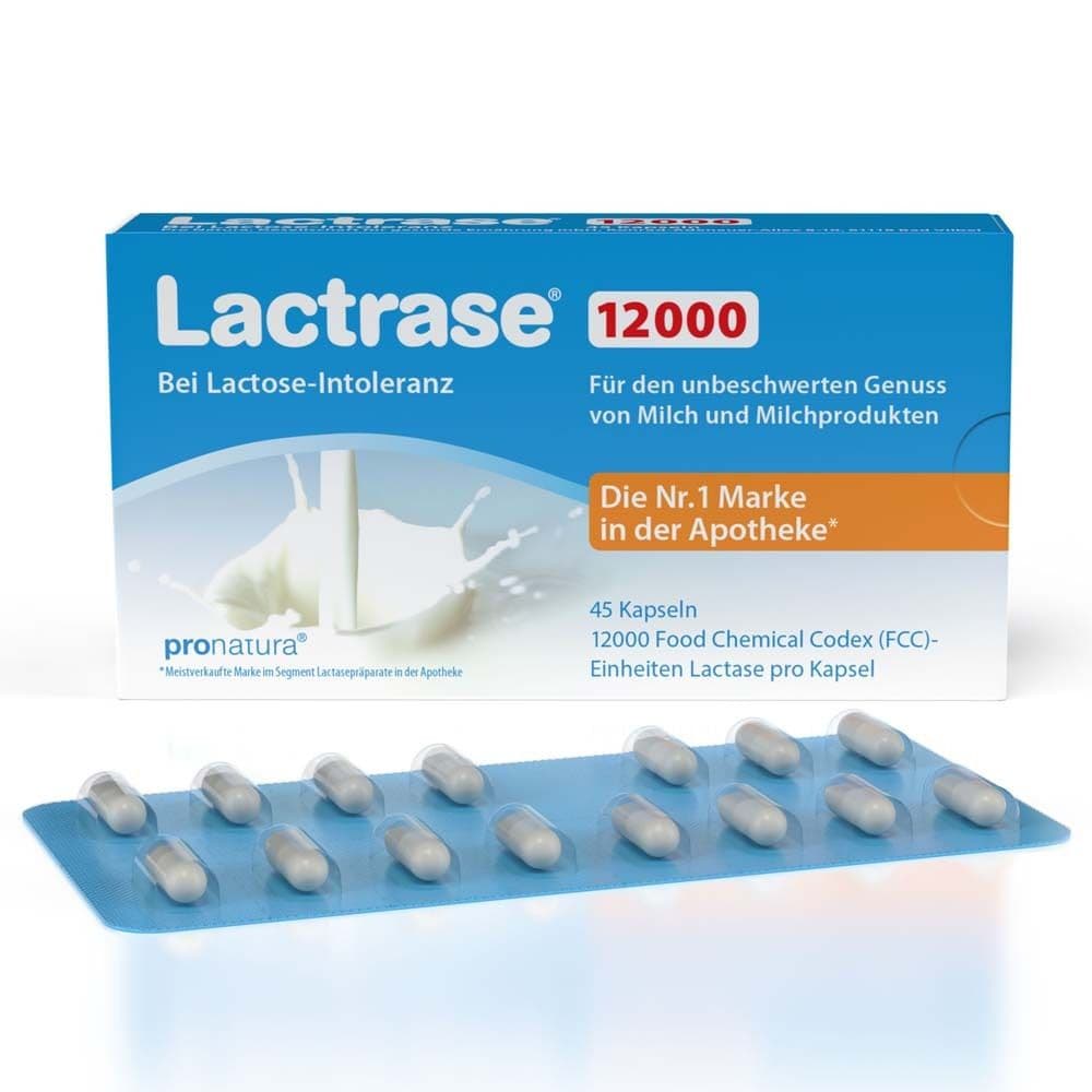 Lactrase® 12,000 - Laktase Kapseln bei Laktoseintoleranz 45 St