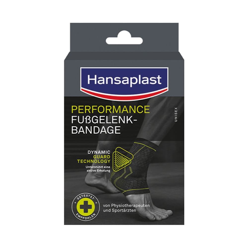 Hansaplast Performance Fußgelenkbandage S/M | Schützende Sportbandage Flexibel Bandage(s) 1 St schwarz