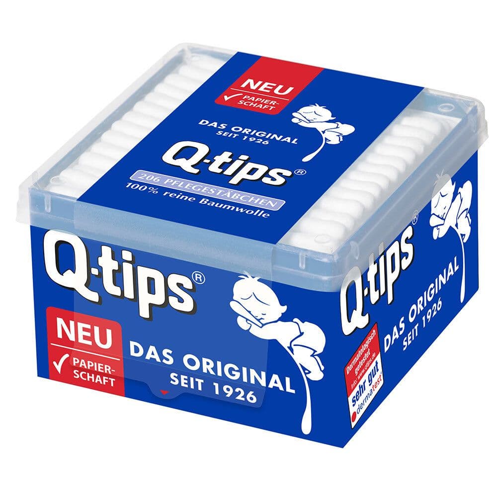 Q-tips® Wattestäbchen, Würfelbox Stäbchen 206 St weiss Unisex