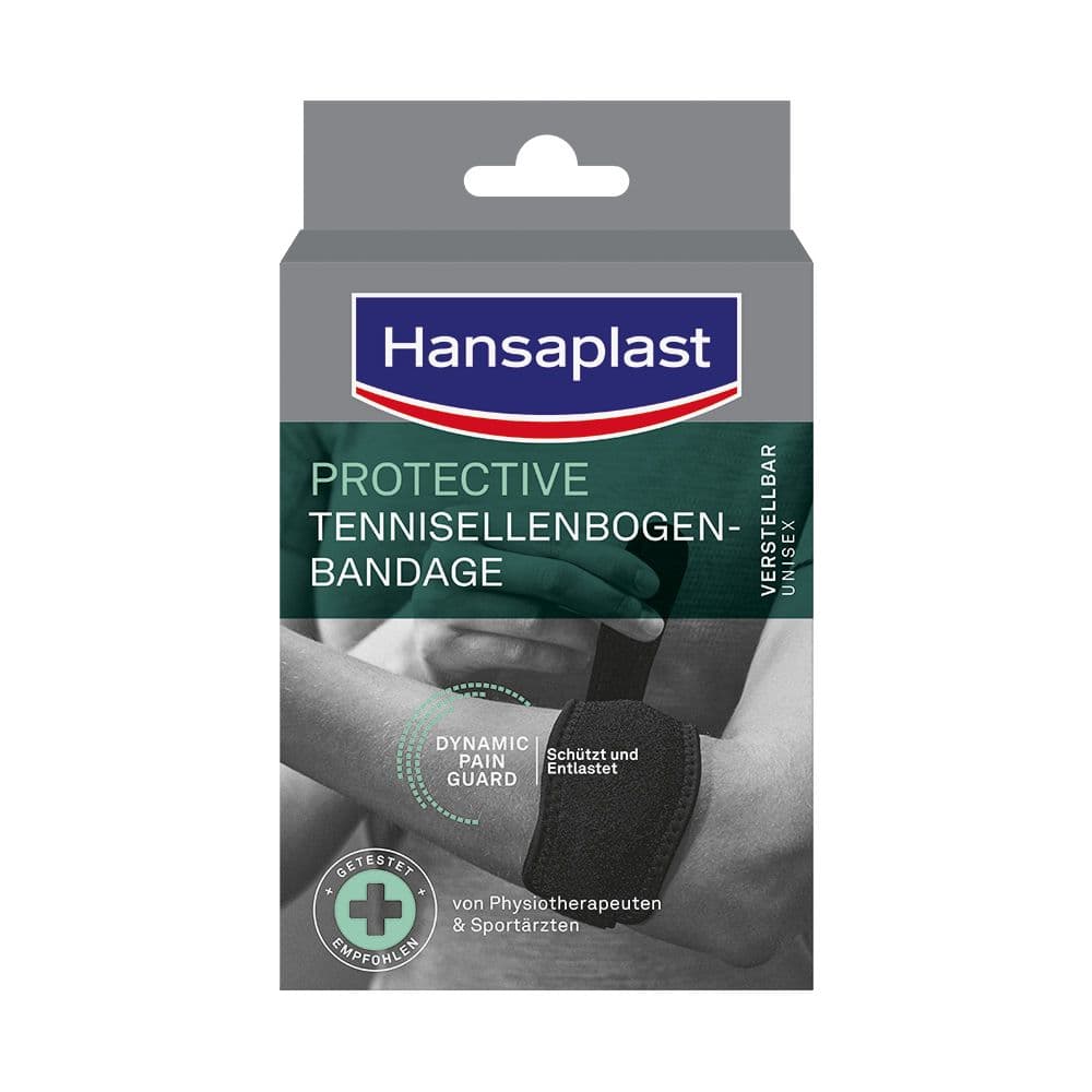 Hansaplast Protective Tennisellenbogen Bandage | Schützende & entlastende Armbandage Sportbandage Bandage(s) 1 St schwarz