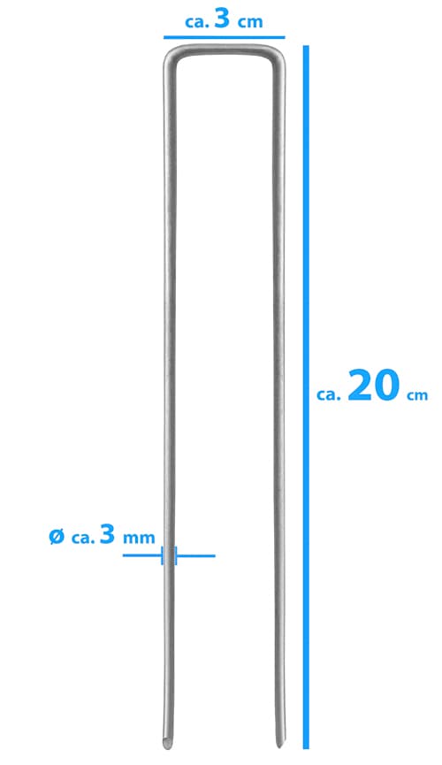 Erdanker (flach) 20 x 3 cm ø 3 mm - 100er Set