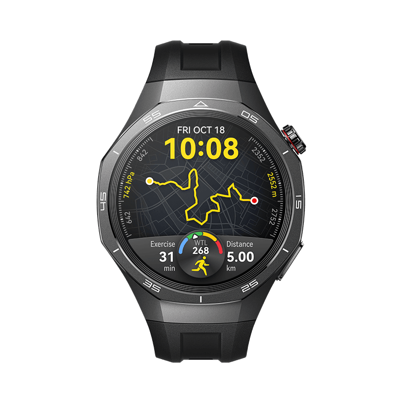 HUAWEI WATCH GT 5 Pro 46mm Titanbeschichtetes Edelstahlgehäuse mit schwarzem Fluorelastomer-Armband