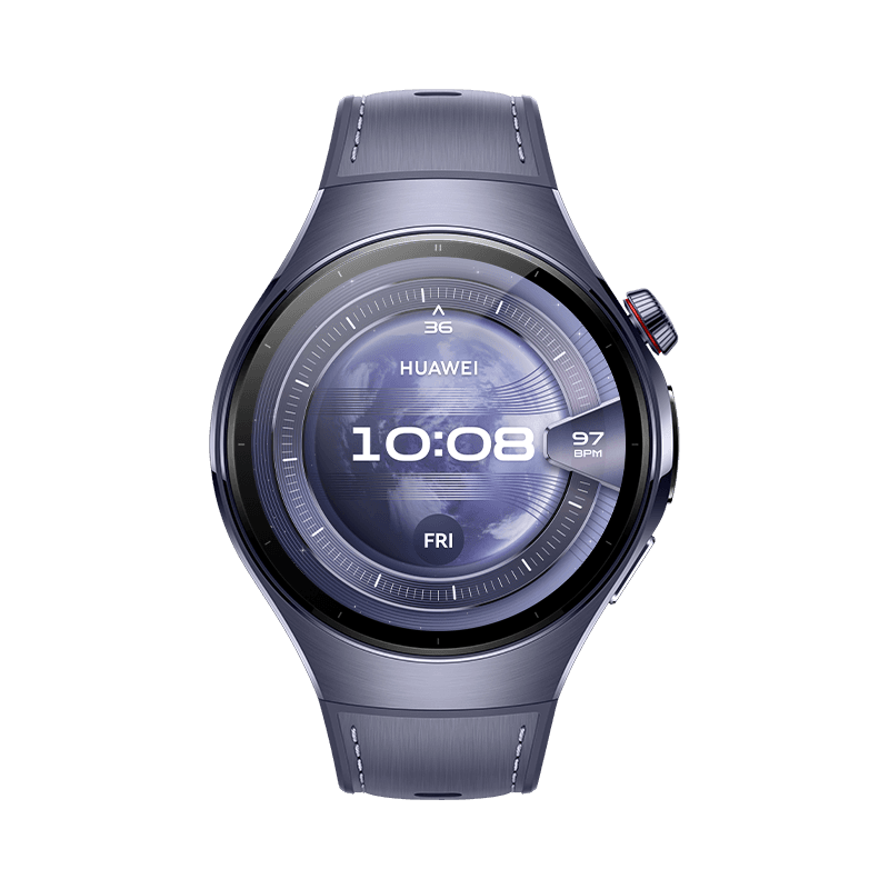 HUAWEI WATCH 5 46mm Gehäuse aus Luft- und Raumfahrt-klassifiziertem Titanium in grau-violett mit grau-violettem Kompositarmband