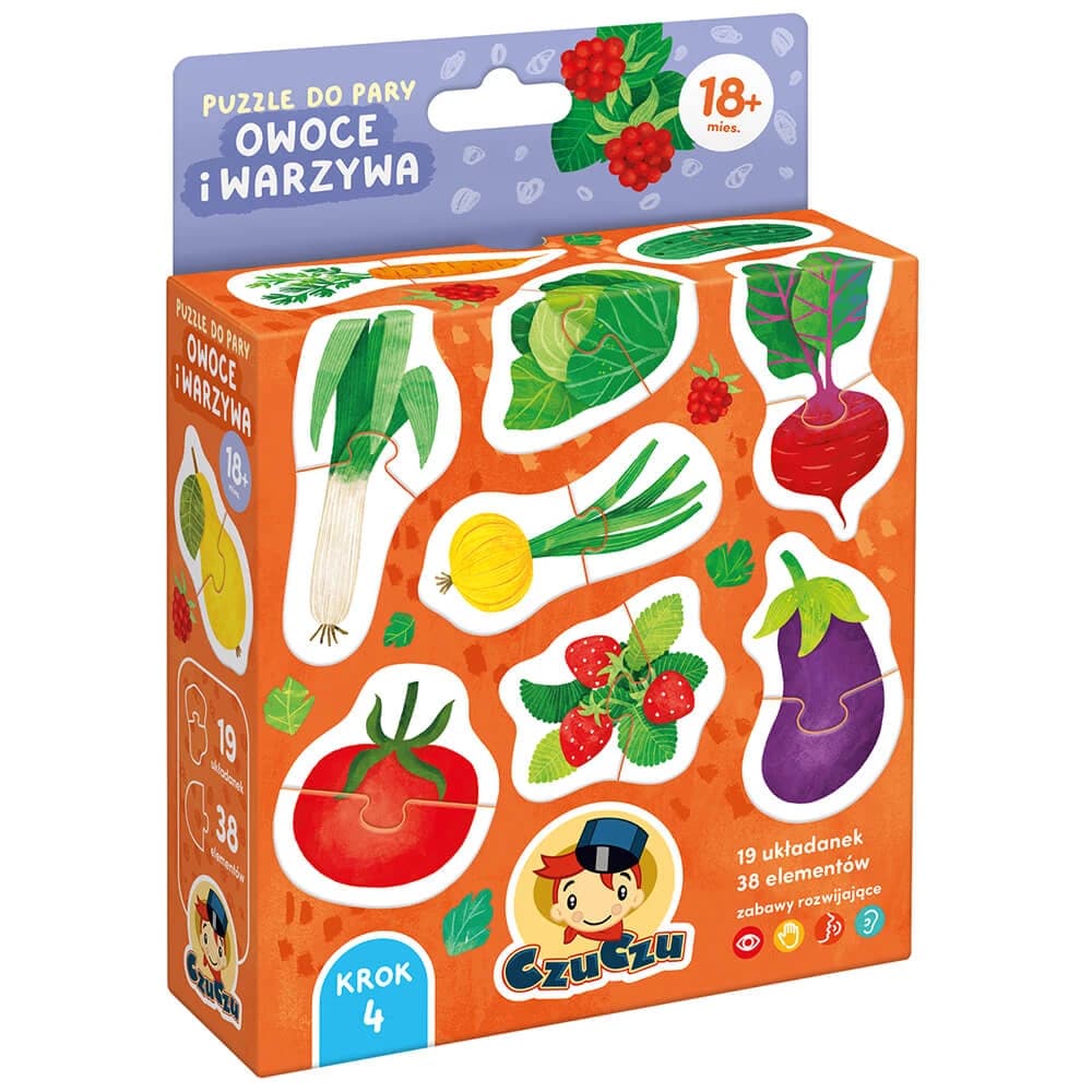 CzuCzu Paired Puzzles Obst und Gemüse, Puzzles für Kinder, ab 18 Monaten, 38 Teile