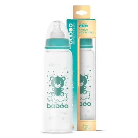 Fläschchen aus Glas, Anti-Kolik, Gat Stramt, 3 Monate+, 240 ml, Baboo
