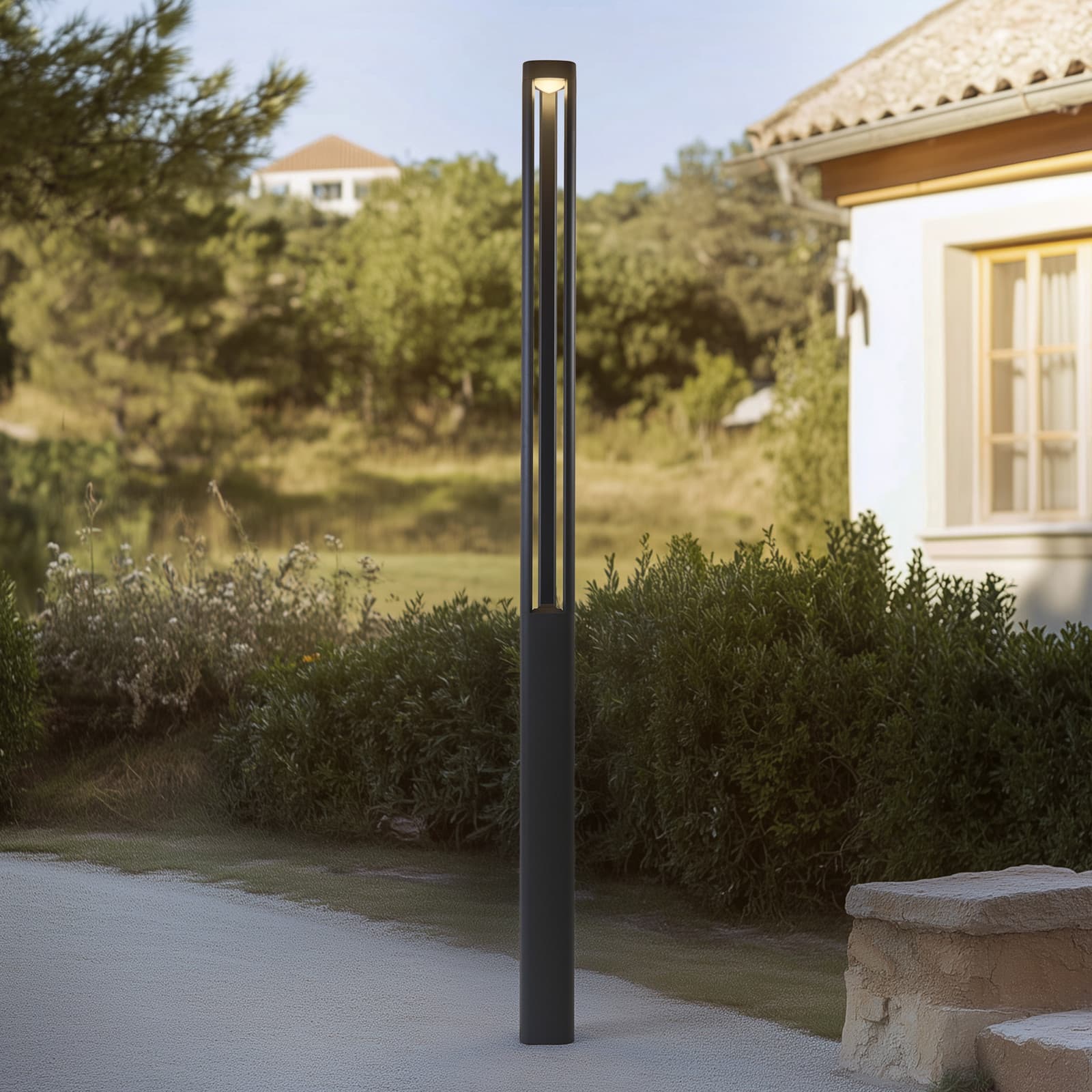 Zarek LED Außenleuchte Anthrazit Pirron Lucande - Terrasse - Modern - Aluminium - Einflammig