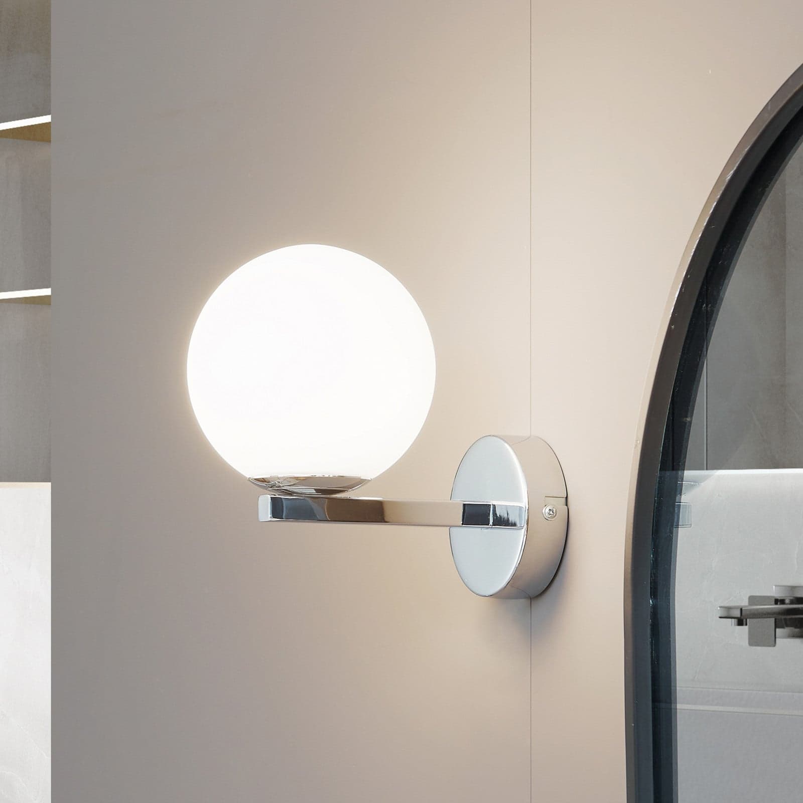Bidolo Wandleuchte IP44 Chrom Lucande - Badezimmer - Glas - Kugel