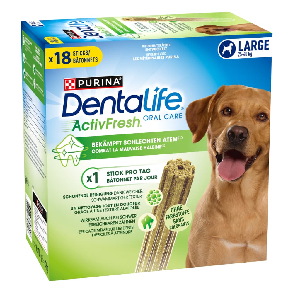 PURINA Dentalife Active Fresh Tägliche Zahnpflege-Snacks für große Hunde - 18 Sticks