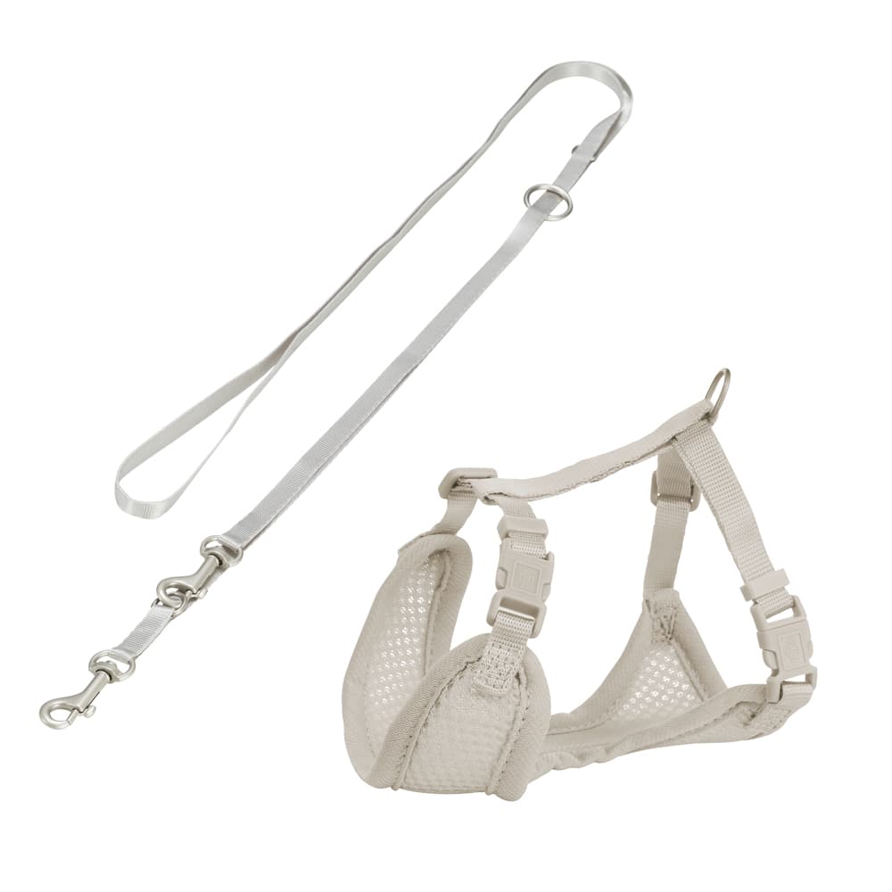 Trixie Junior Welpen-Softgeschirr mit Leine - 26-34 cm/10 mm, 200 cm, hellgrau