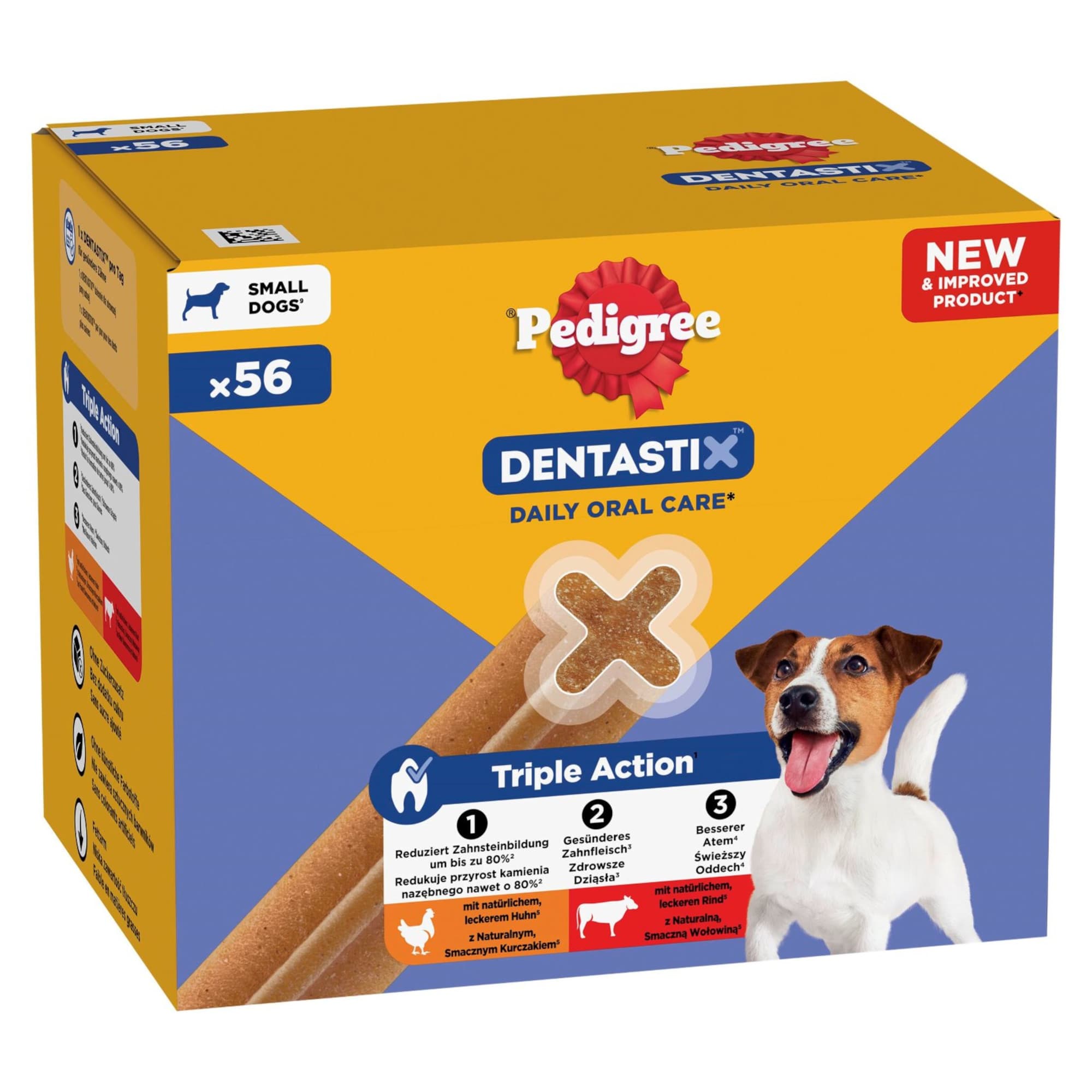 Zahnpflege-Snack: Pedigree Dentastix für kleine Hunde (5-10 kg) - Multipack: 56 Stück (880 g)