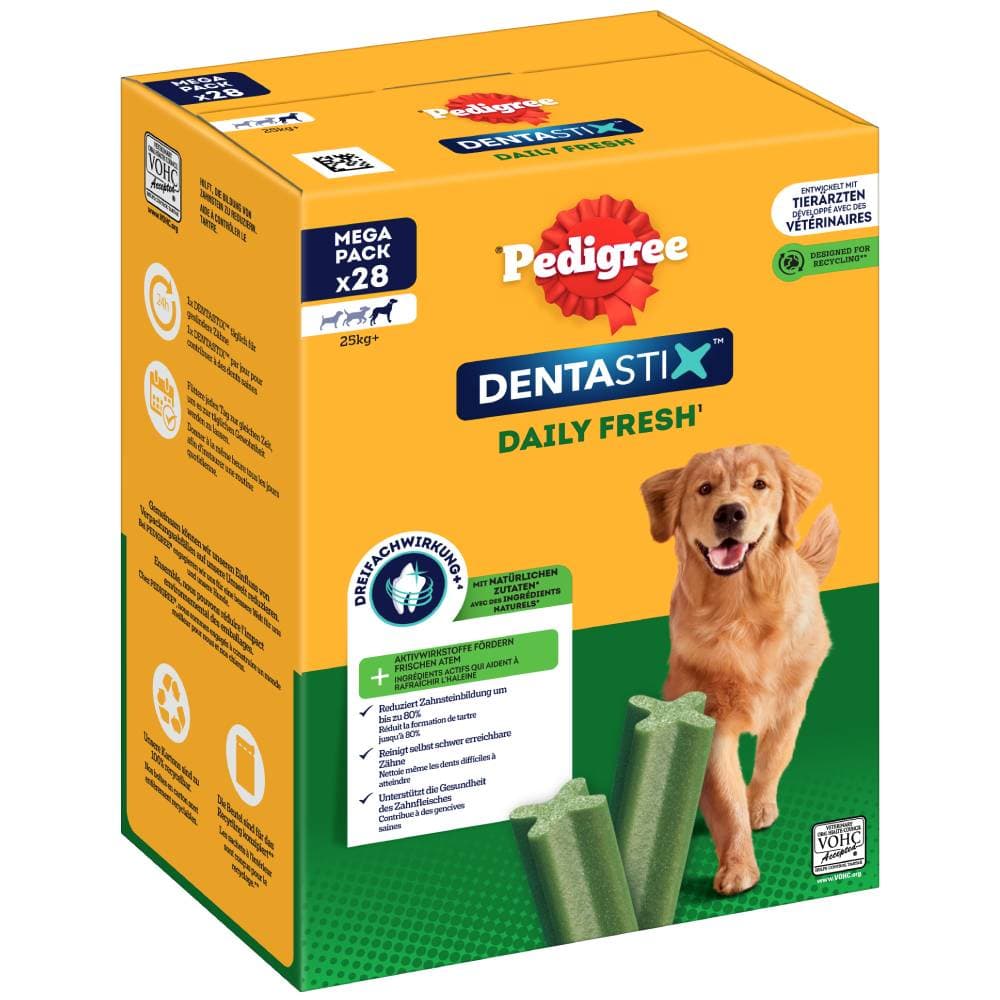 Sparpaket! 168 x Pedigree DentaStix Tägliche Zahnpflege / Fresh - Fresh - für große Hunde (>25 kg)