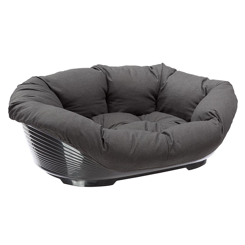 Set aus Ferplast Korb Siesta Deluxe mit Überzug Sofà - Anthrazit - Set Größe 4: Korb + Überzug + Füße