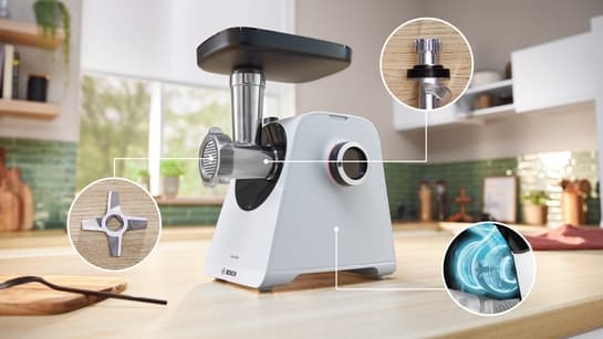 BOSCH Serie 4 Fleischwolf MultiPower 1900 W Weiß, Weiß MFWS420W