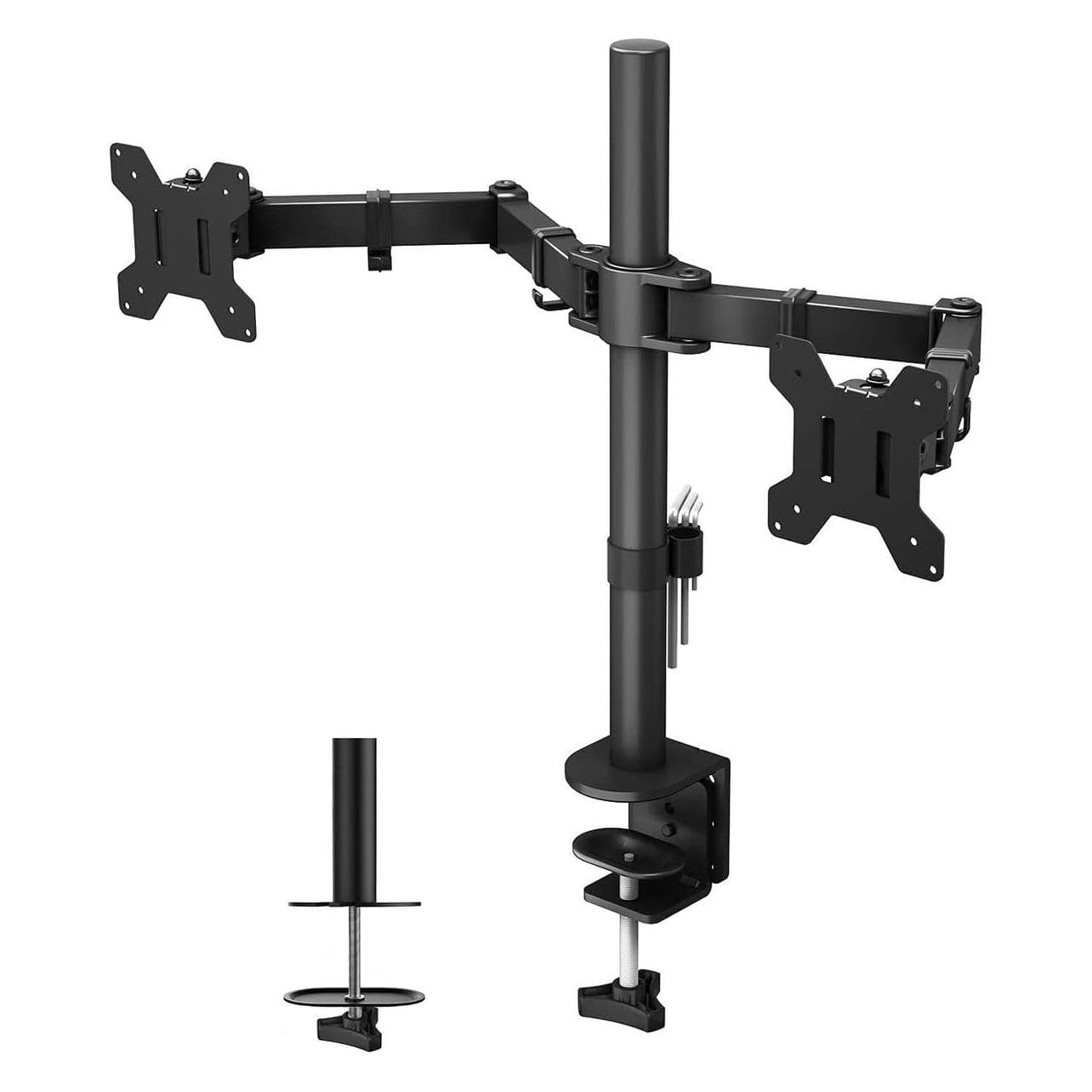 Techly Schreibtischhalterung für LCD TV LED 13 27 Seite an Seite Klemme (Tisch, 27", 10 kg), Monitor Halterung, Schwarz