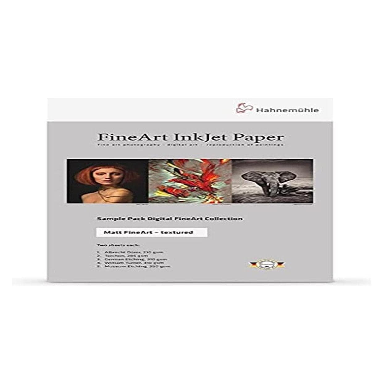 Hahnemühle Digital FineArt A 4 Testpack matt, strukturiert (350 g/m², A4, 10 Stk.), Fotopapier, Weiss