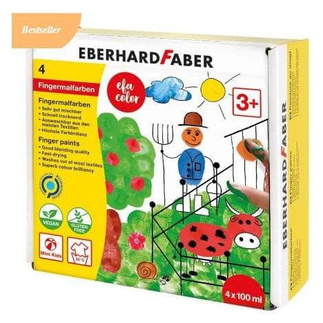 EberhardFaber, Künstlerfarbe + Bastelfarbe, Fingerfarbe 100 ml, 4er Set (400 ml)