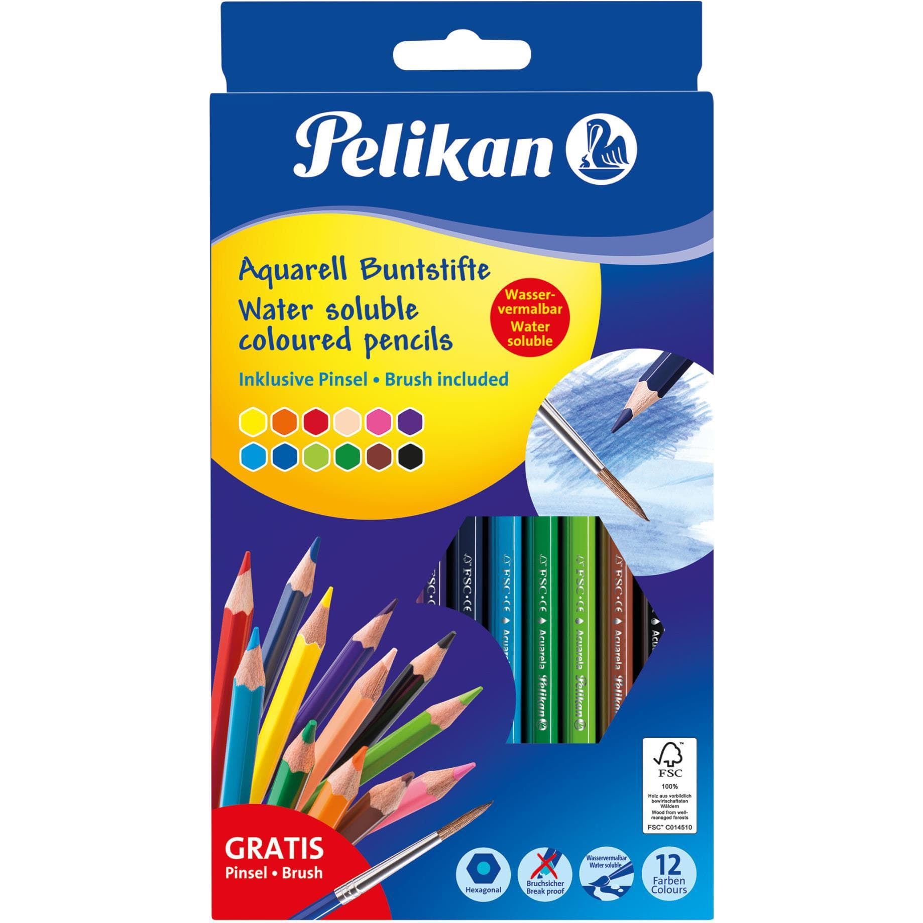 Pelikan, Malstifte, Buntstifte Aquarell (12x)