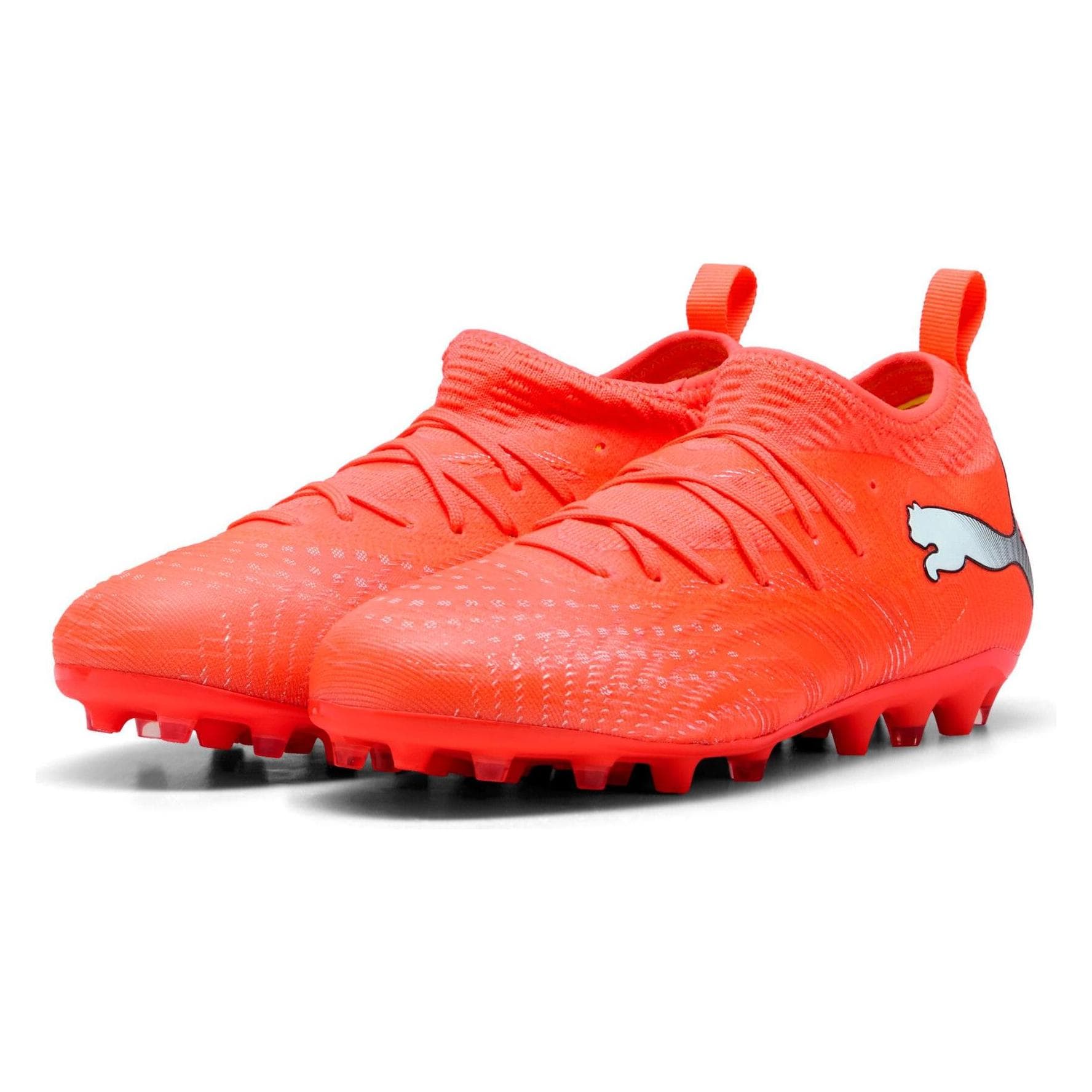Puma, Jungen, Fussballschuhe, Future 9 Match mg Jr (38), Rot, Weiss, Schwarz, Silber