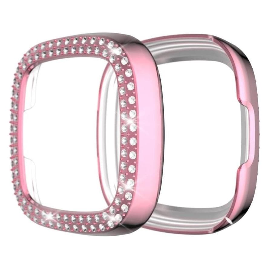 Cover-Discount Fitbit Versa 3 / Sense - Glitzer Strass Schutz Case rosa, Smartwatch Zubehör, Rosa