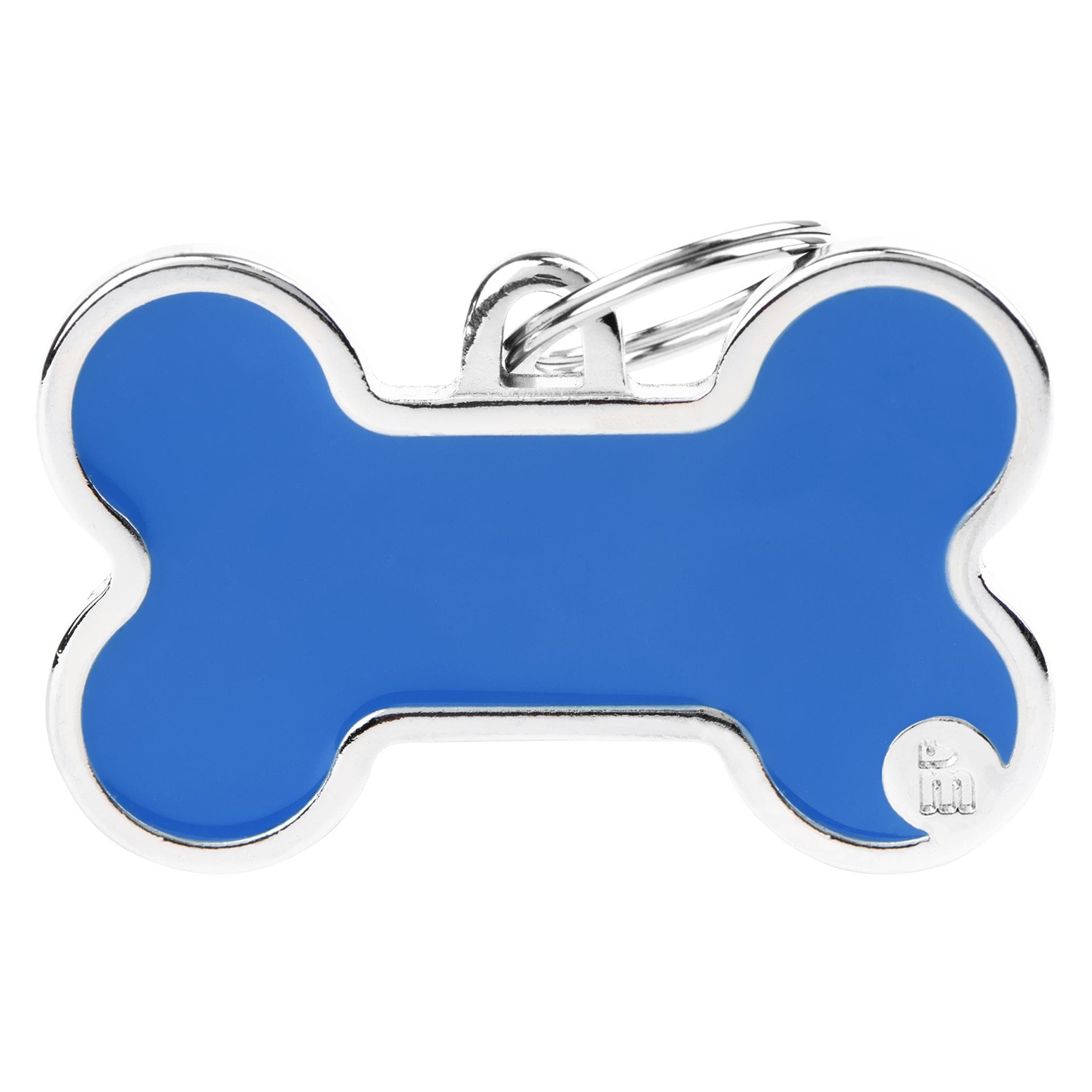 Myfamily Bone Logo ID-Hundetag blau, 4.8x3.1cm (1 Stk) (Hund), Halsband + Leine