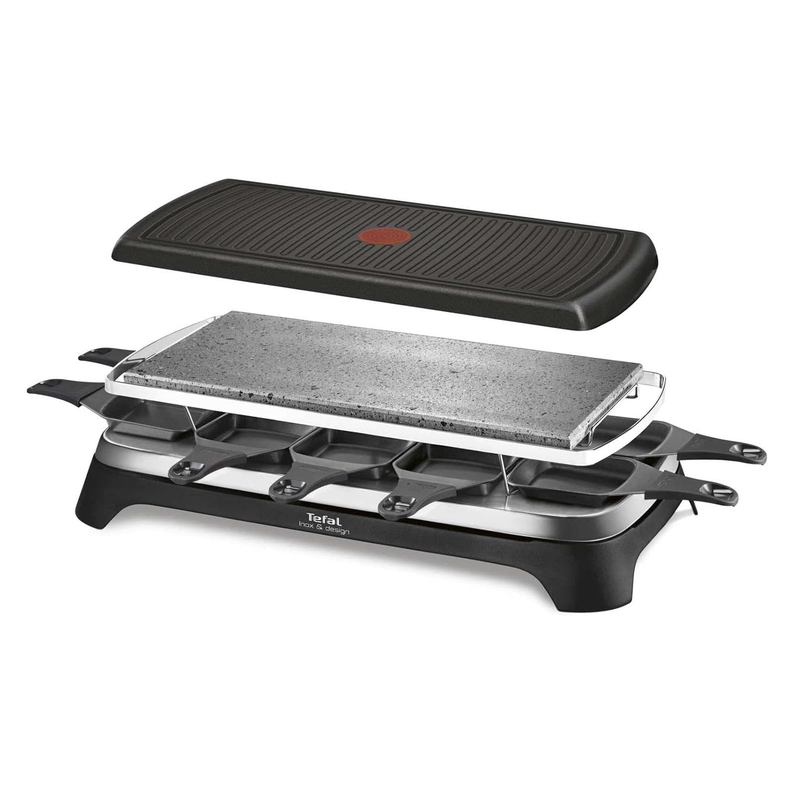 Tefal Smart Raclette Grill Pierrade 3 in 1, Racletteofen, Schwarz, Silber