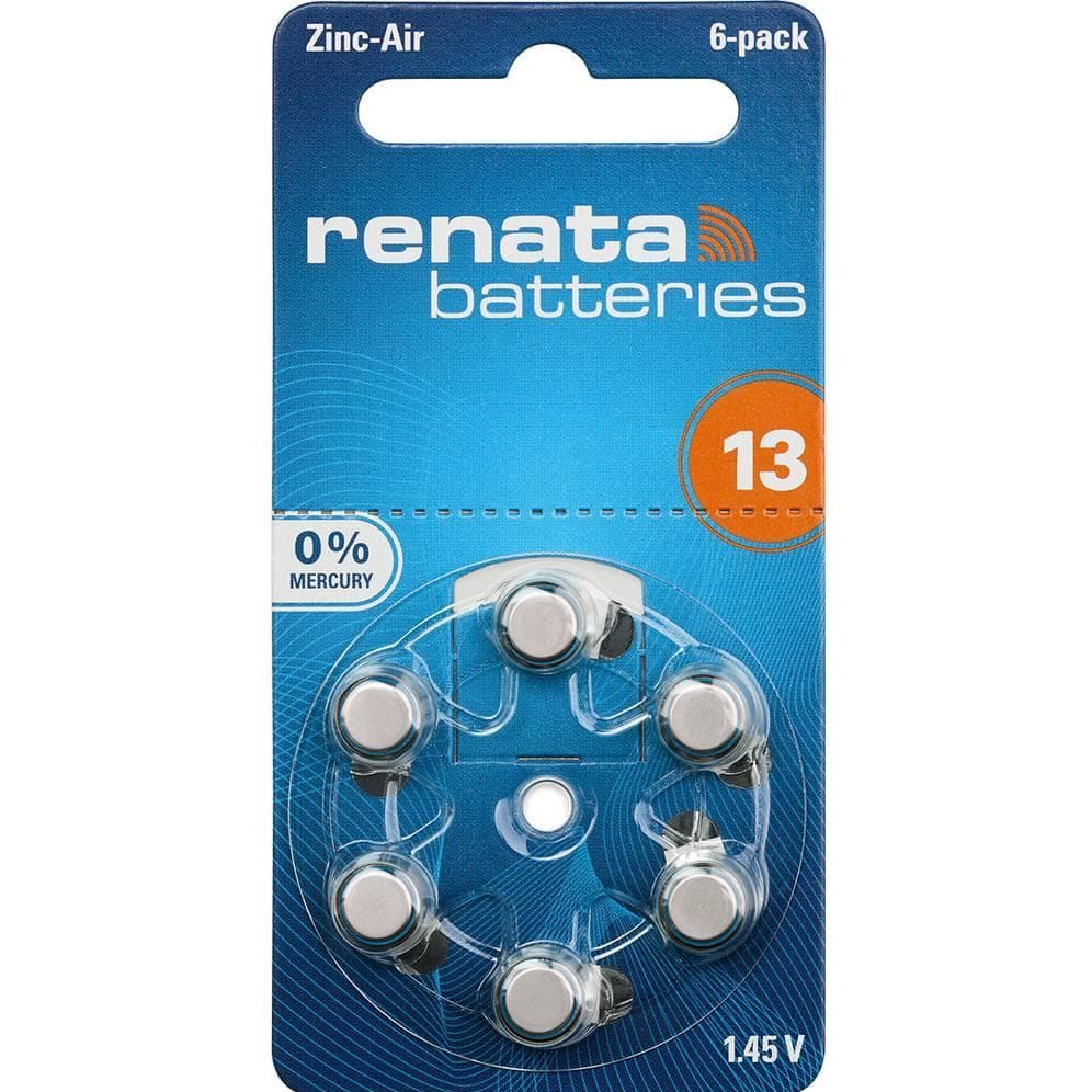 Renata Hörgeräte-Batterien ZA13.DP6 0%HG (6 Stk., ZA13 GP, 310 mAh), Batterien + Akkus