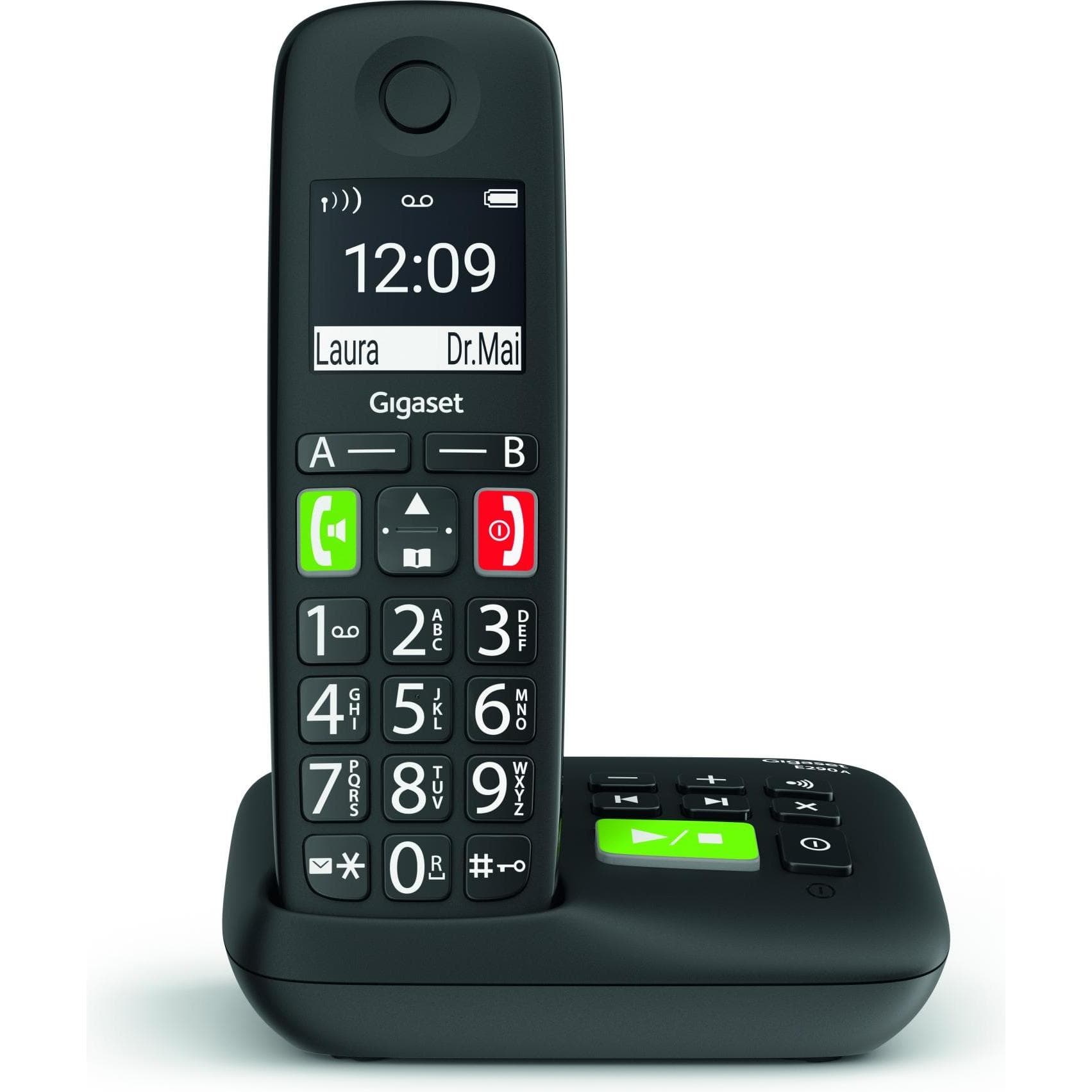Gigaset E290A (DE-Version), Telefon, Schwarz
