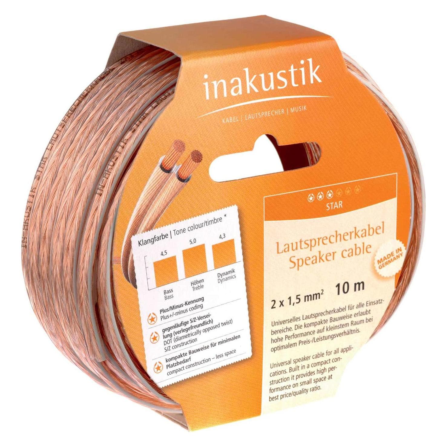 Inakustik Star (20 m, 1.50 mm²), Lautsprecherkabel, Transparent