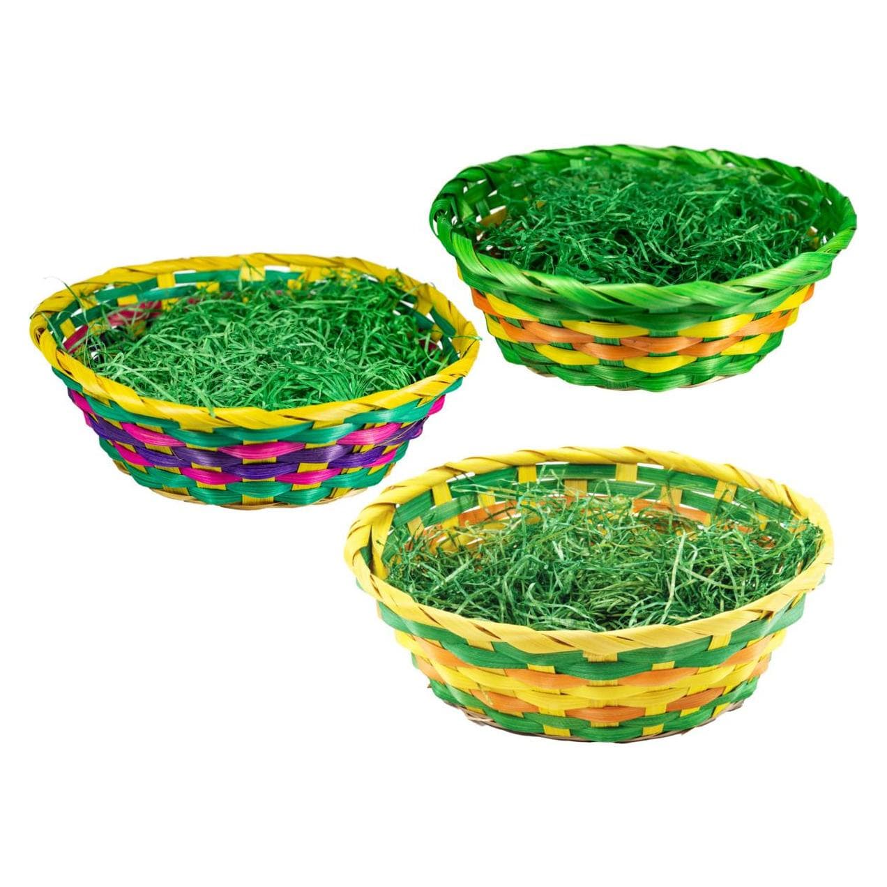 Magni, Osterdeko, Bambuskorb mit Ostergras bunt, 22x8cm (1x)