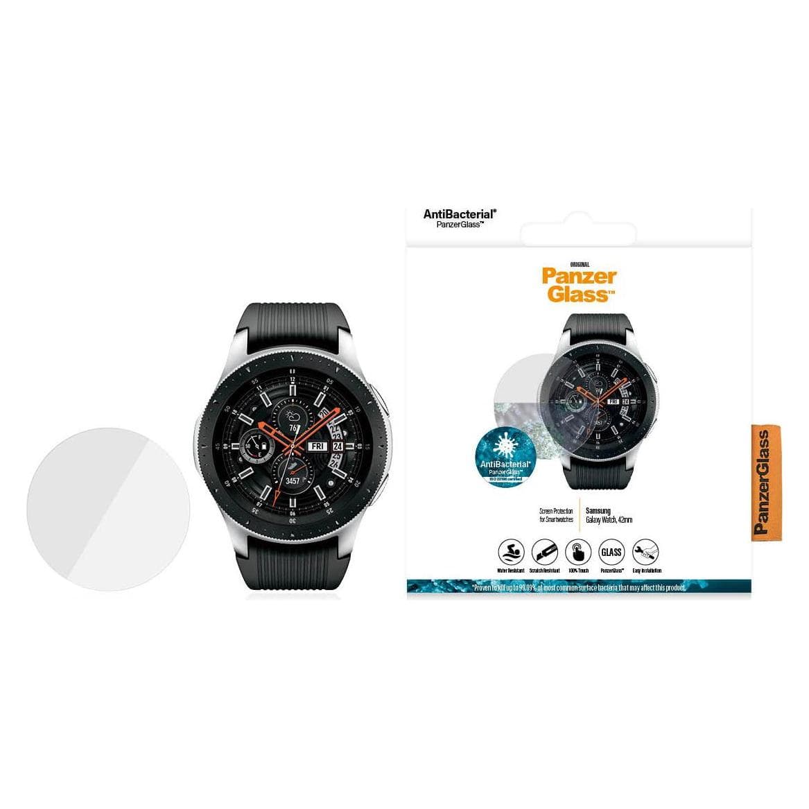 PanzerGlass Displayschutz Samsung Galaxy Watch 42 mm, Smartwatch Schutzfolie, Transparent
