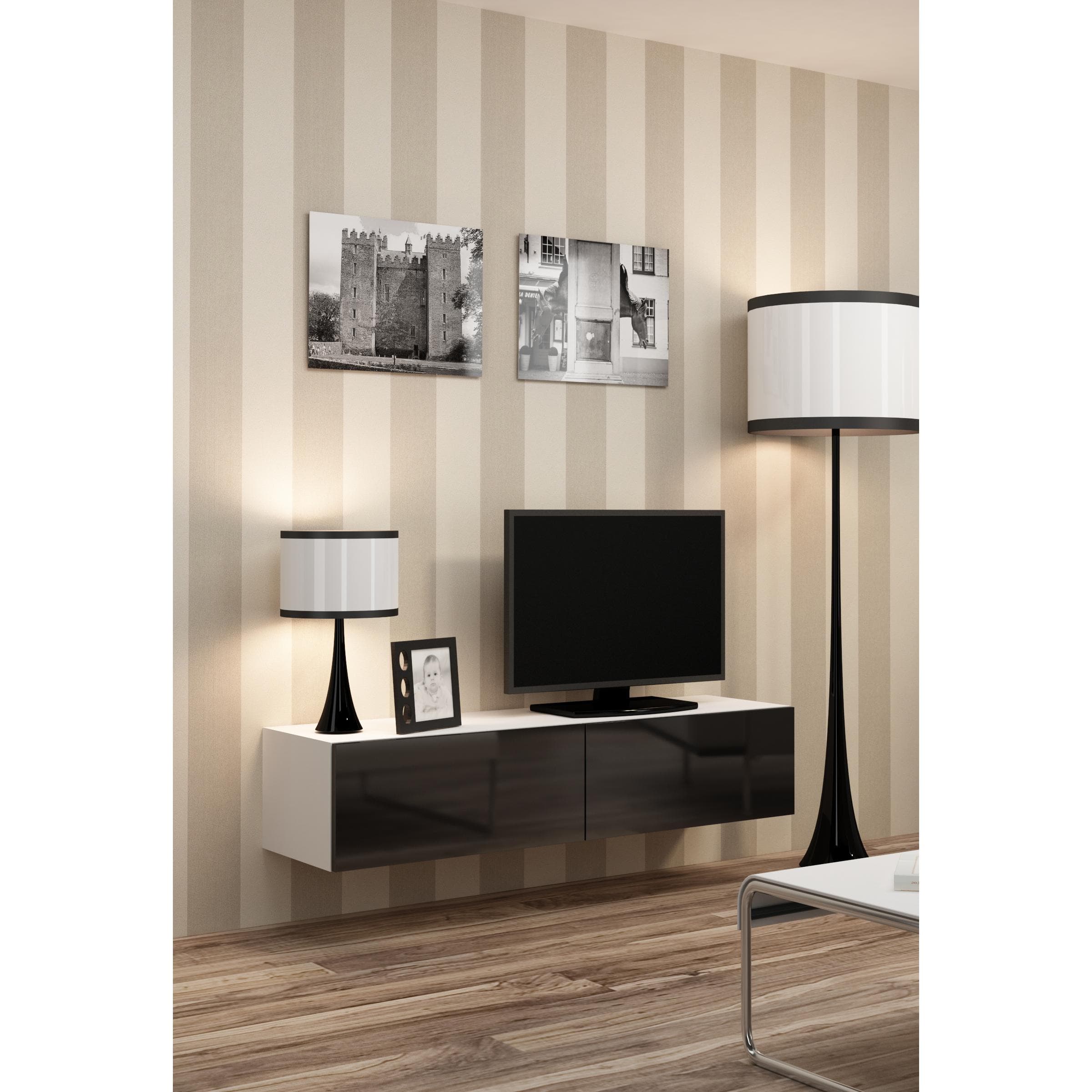 Cama, TV Möbel, RTV VIGO140 b/c TV-Ständer & Entertainment-Center (140 x 40 x 30 cm)