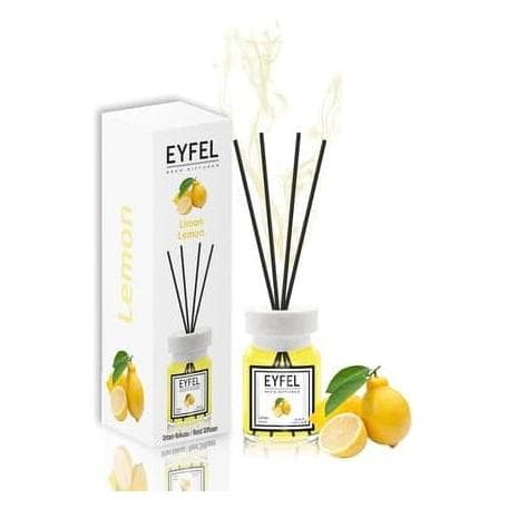 Eyfel Eau De Parfum, Aroma Diffuser, Reed Diffuser for Home Lemon Scent Glass Core Yellow 4.05 Fl Oz (120 ml)