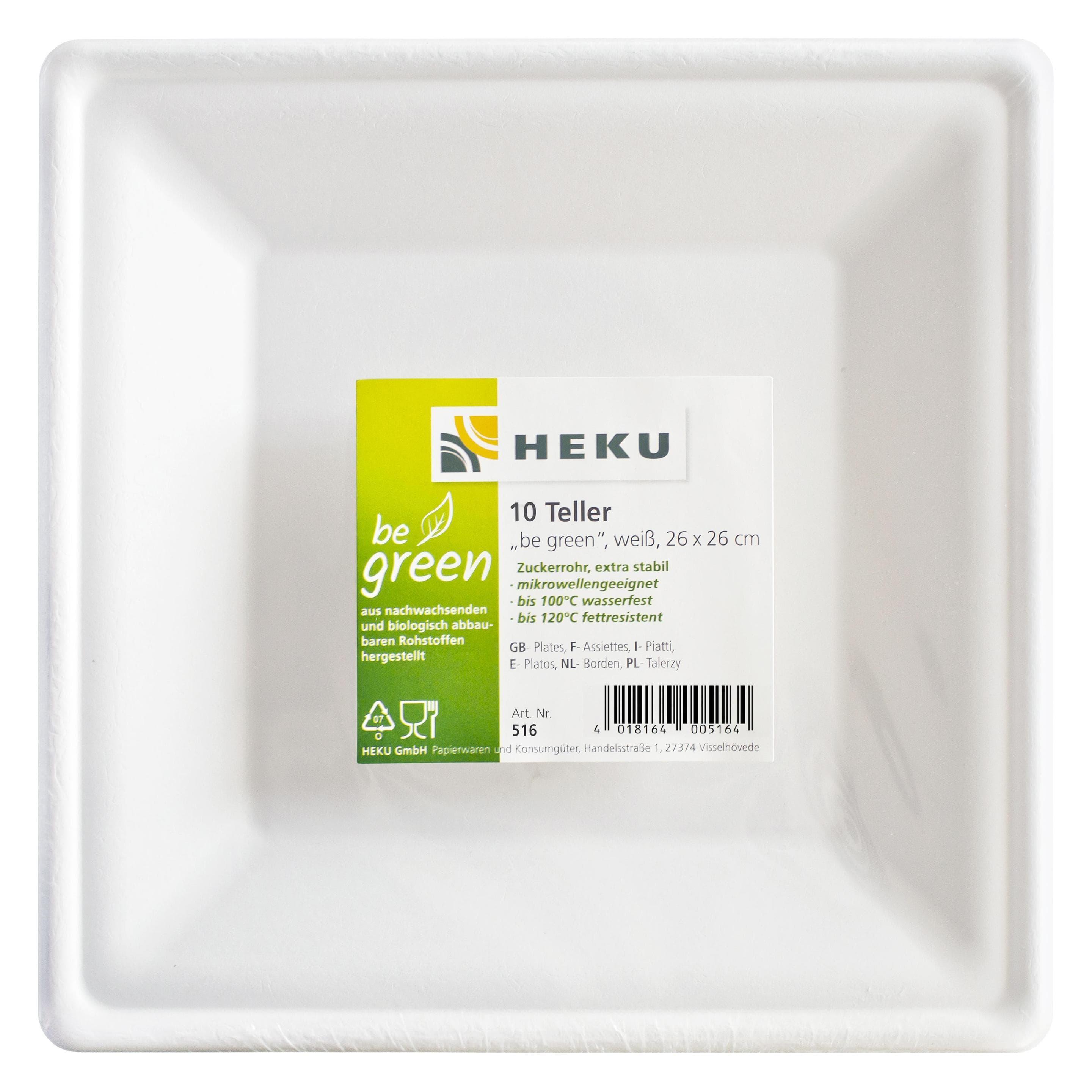 Heku, Einweggeschirr, Be green Einwegteller quadratisch (10x)