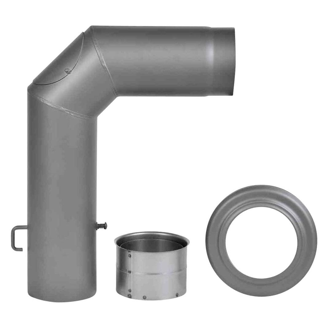 FireFix, Zubehör Kerzen + Kamin, RD150/SET Ofenrohrset aus 2 mm starken Stahl (Winkelrohrset) in 150 mm Durchmesser, für Kami