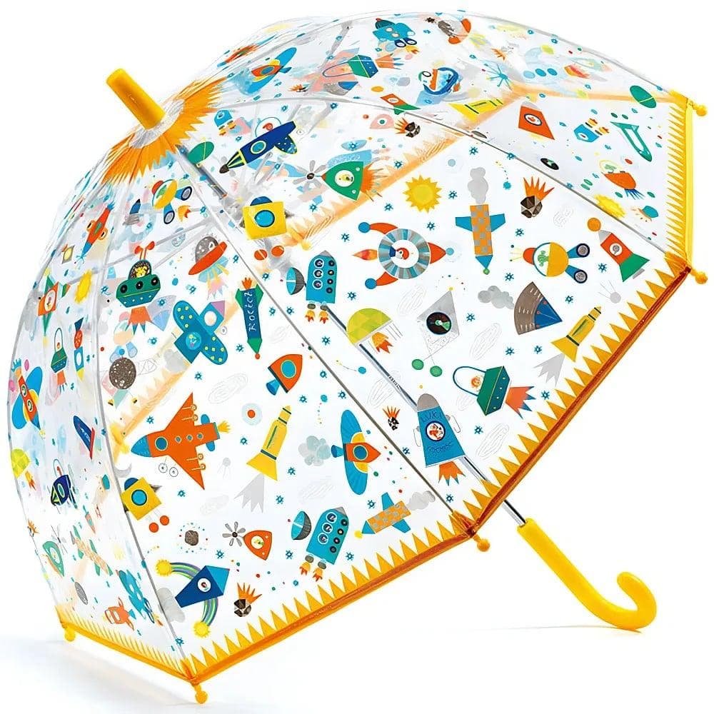 Djeco, Unisex, Regenschirm, Regenschirm Weltraum 70x68cm, Mehrfarbig