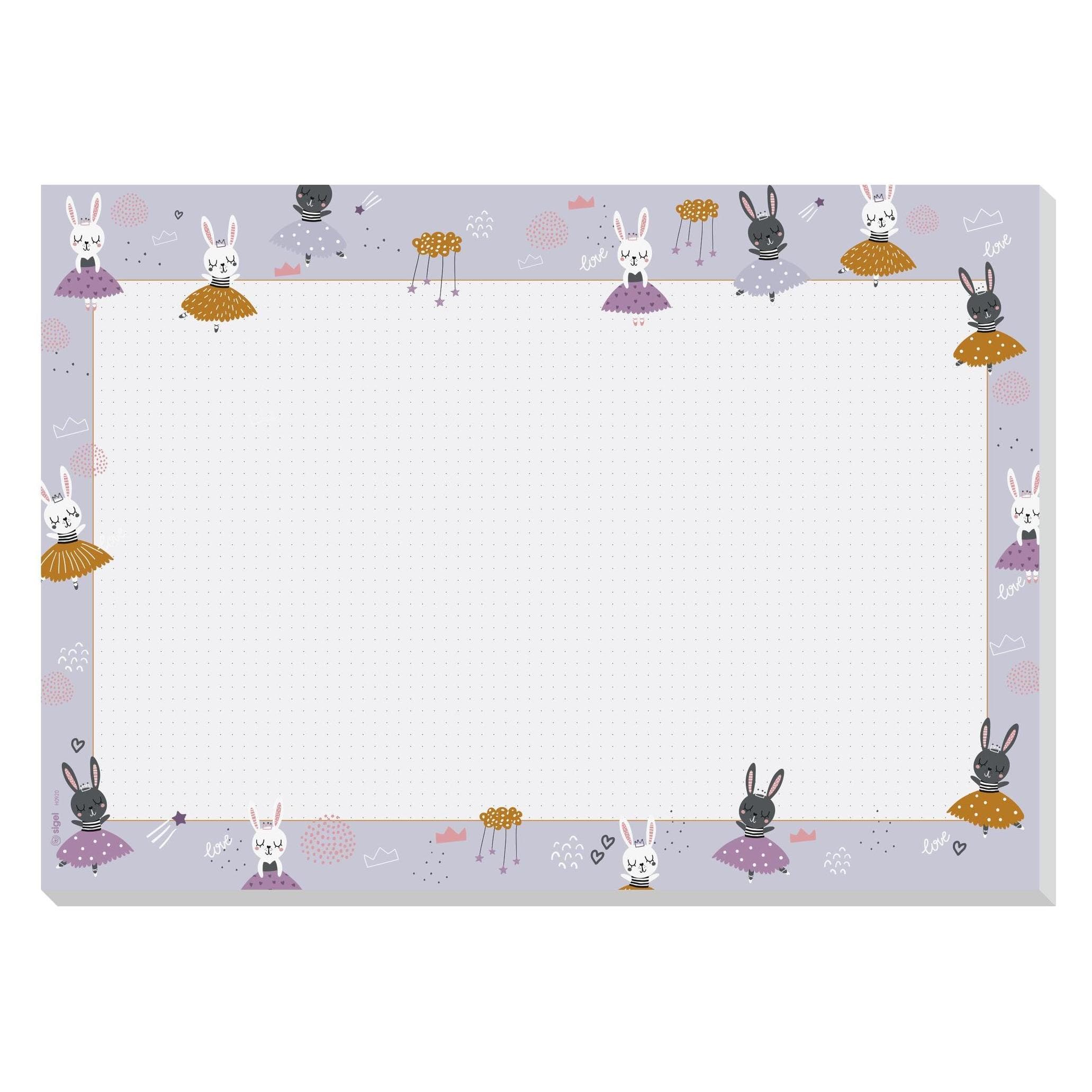 Sigel, Unterlage, Schreibtischunterlage Bunny Ballerinas flieder Papier 42,0 x 29,7 cm, 30,0 Blatt (29.70 x 42 cm)