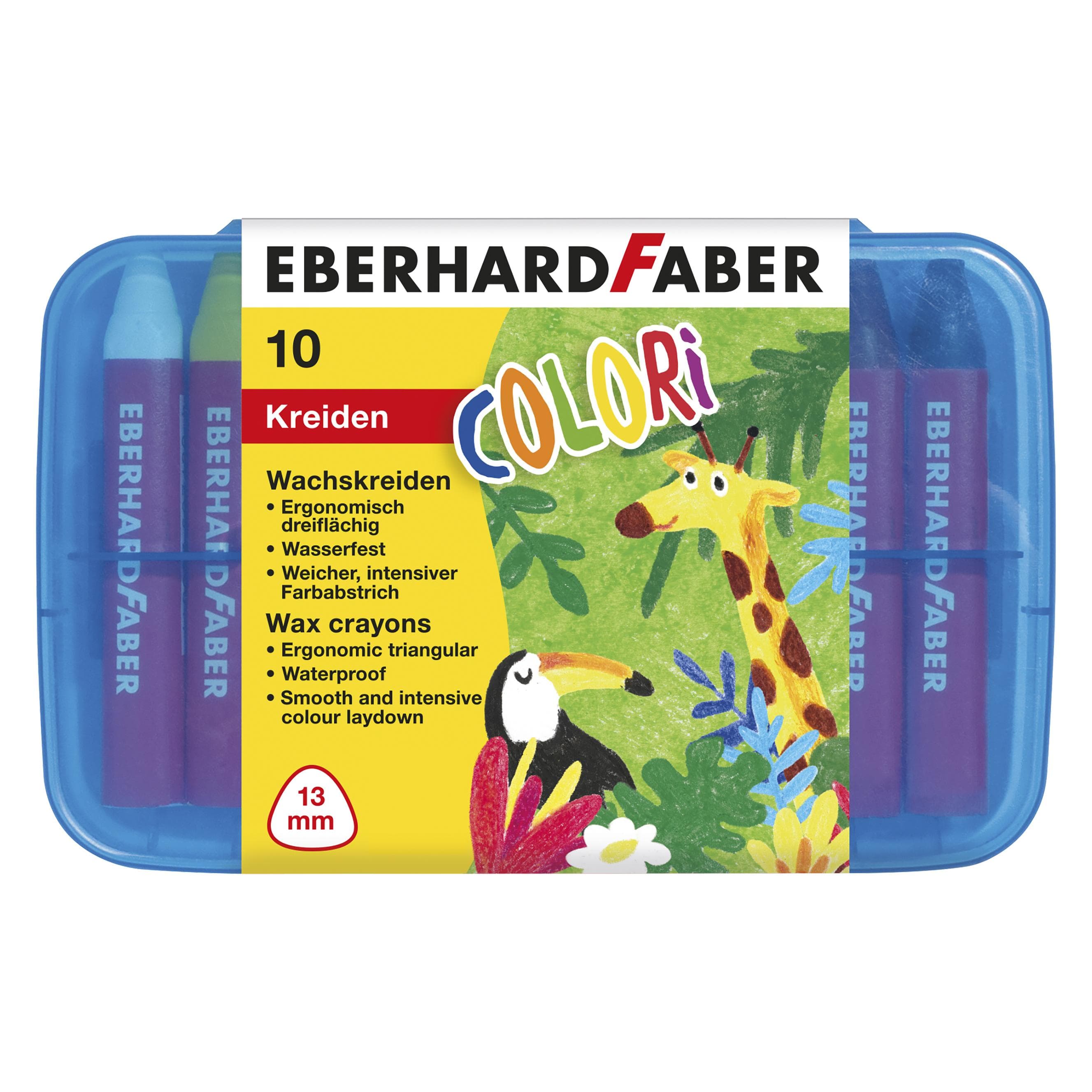 EberhardFaber, Malstifte, Wachsmalkreide Dreiflächig, 8+2 Plastikbox (10x)