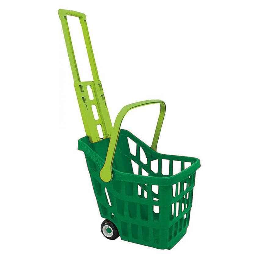 Adriatic, Kaufladen Zubehör, Kinder Einkaufswagen-Trolley aus Kunststoff grün