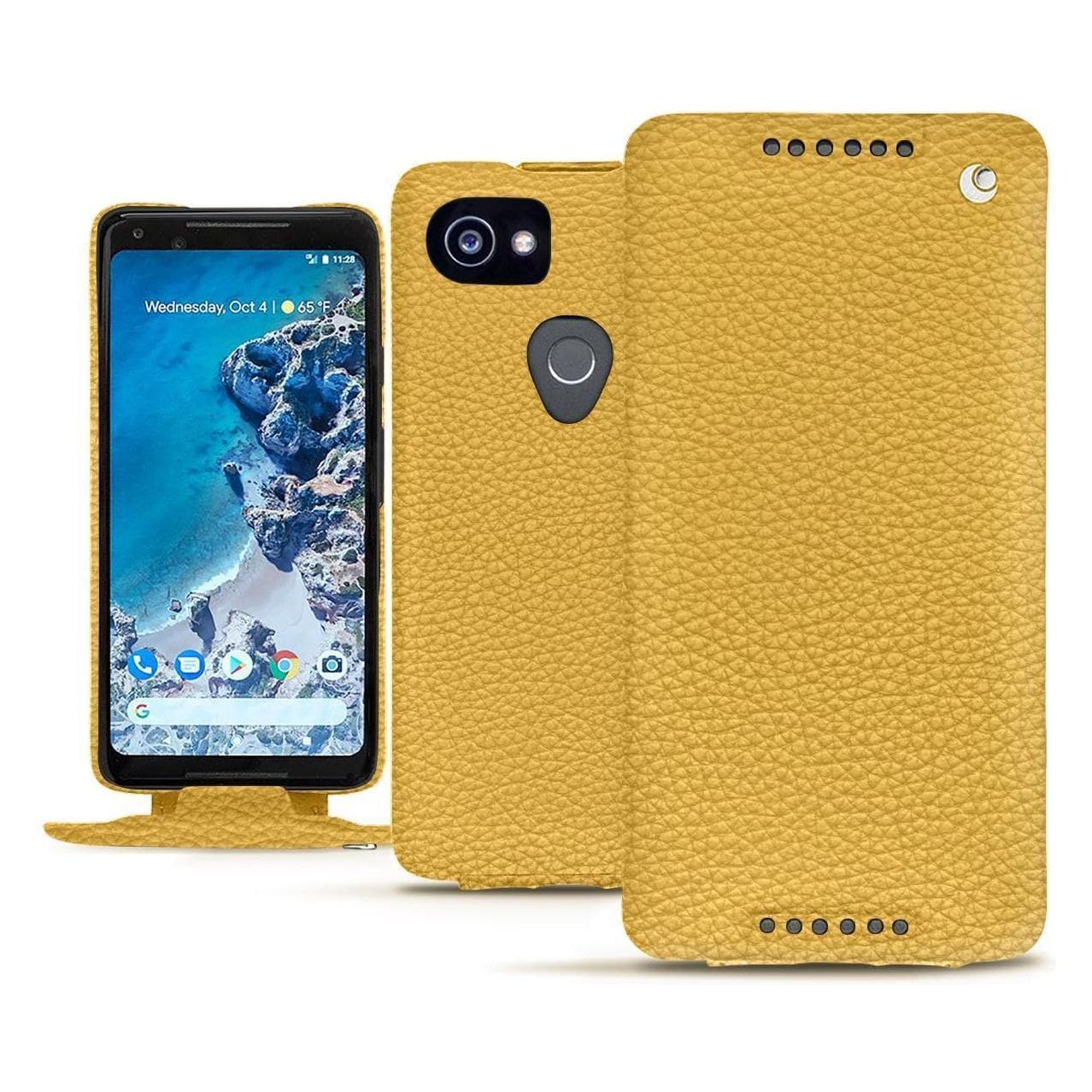 Noreve Lederschutzhülle vertikal (Google Pixel 2 XL), Smartphone Hülle, Gelb