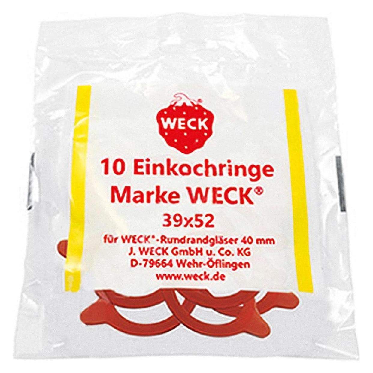 Weck 10 Stk. Einkochringe RR40 39x52, Einmachgläser, Rot