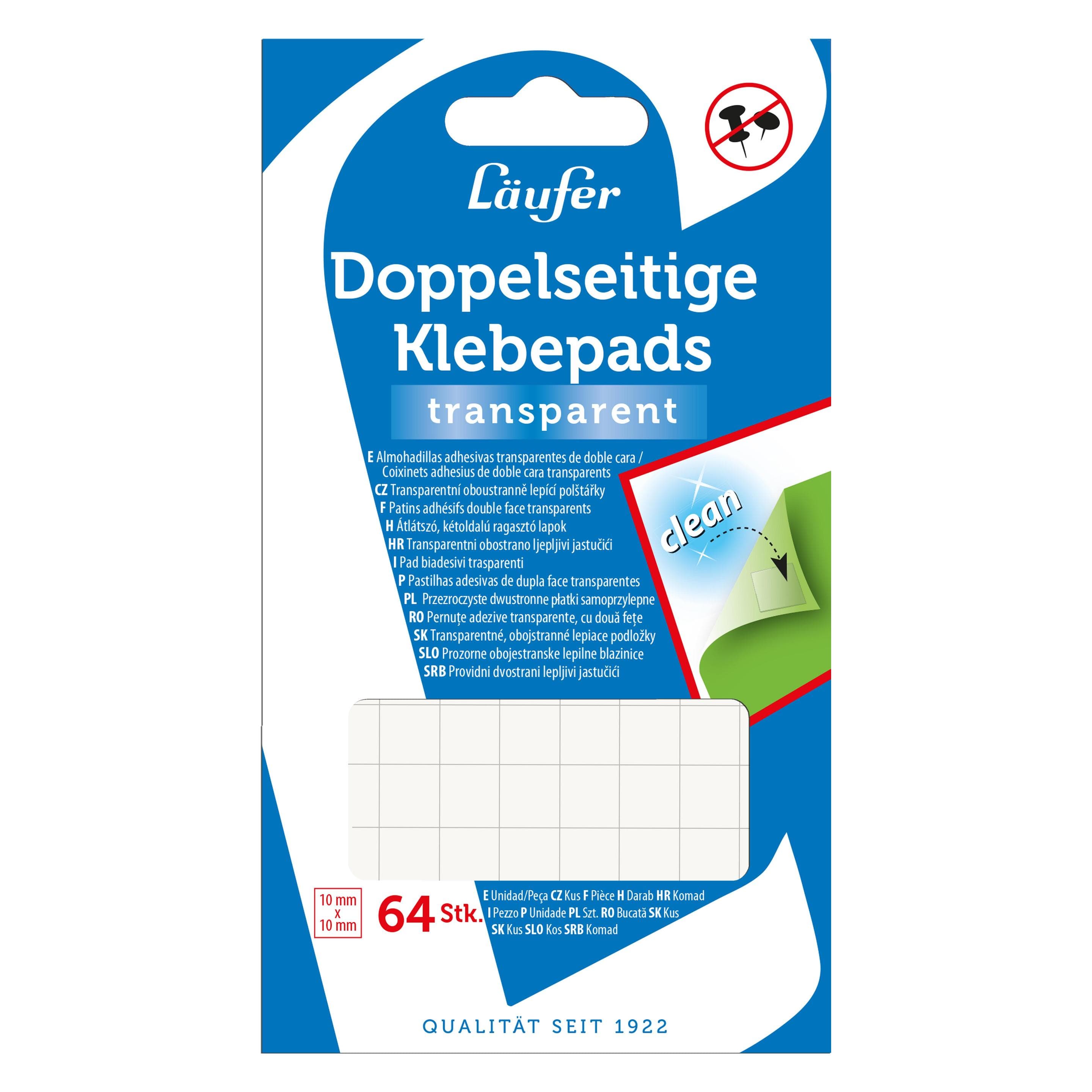 Läufer, Fotokleber + Posterkleber, Klebepad Doppelseitig, 10 mm x 10 mm, 64 Stück